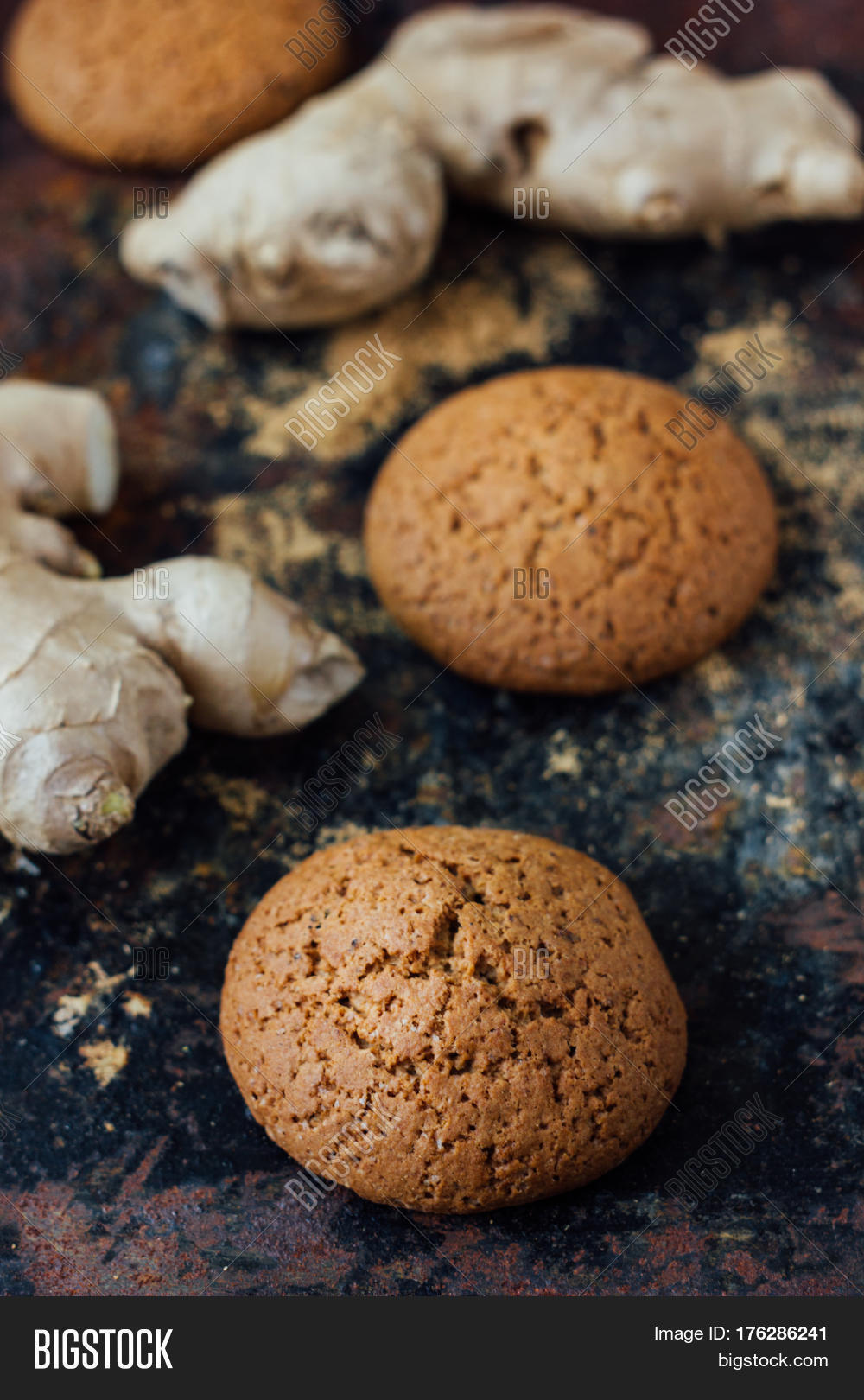 ginger snaps on black metal rustic surface
