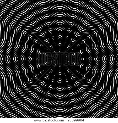 moire pattern, monochrome background with trance effect.