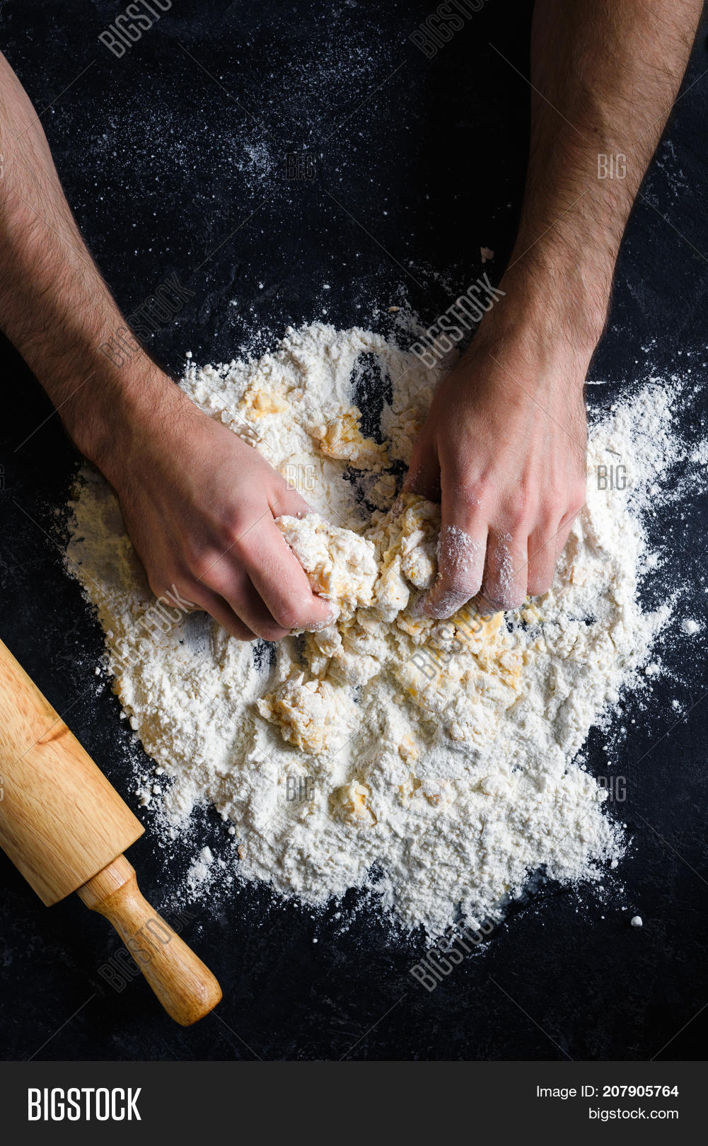 chef making pasta dough. man hands图片和照片 | bigstock