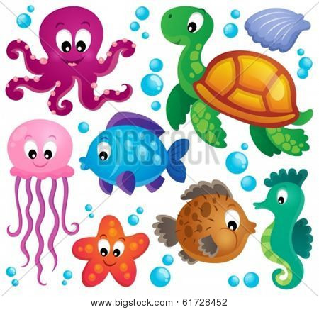 various marine animals set 1 - eps10 vector illustration.