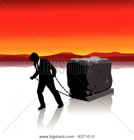 Businessman Held Back by Heavy Load Illustration : Bigstock