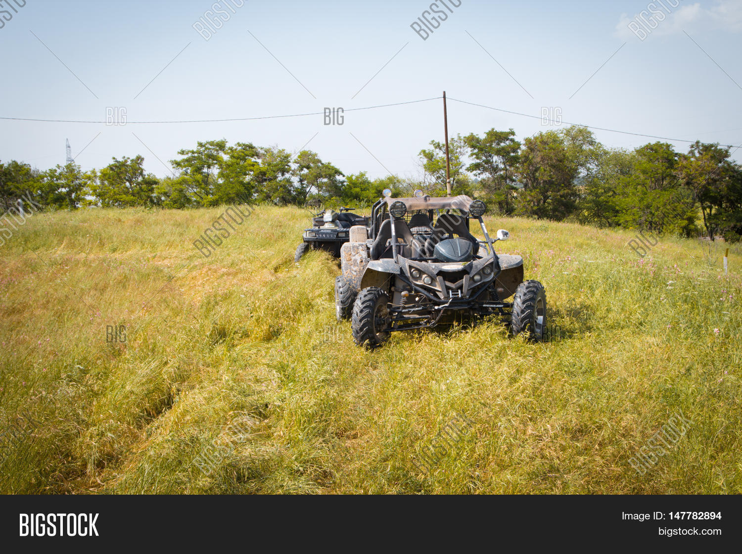 4wd buggy car for extreme off-road shot on steppe