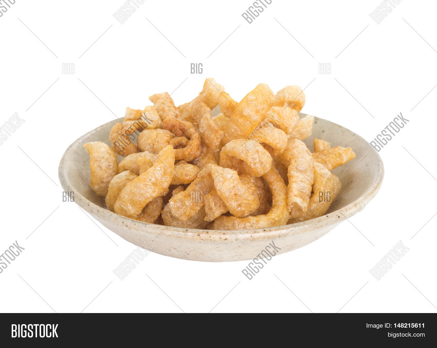 pork crackling fried or roasted pork rind and fat isolated on