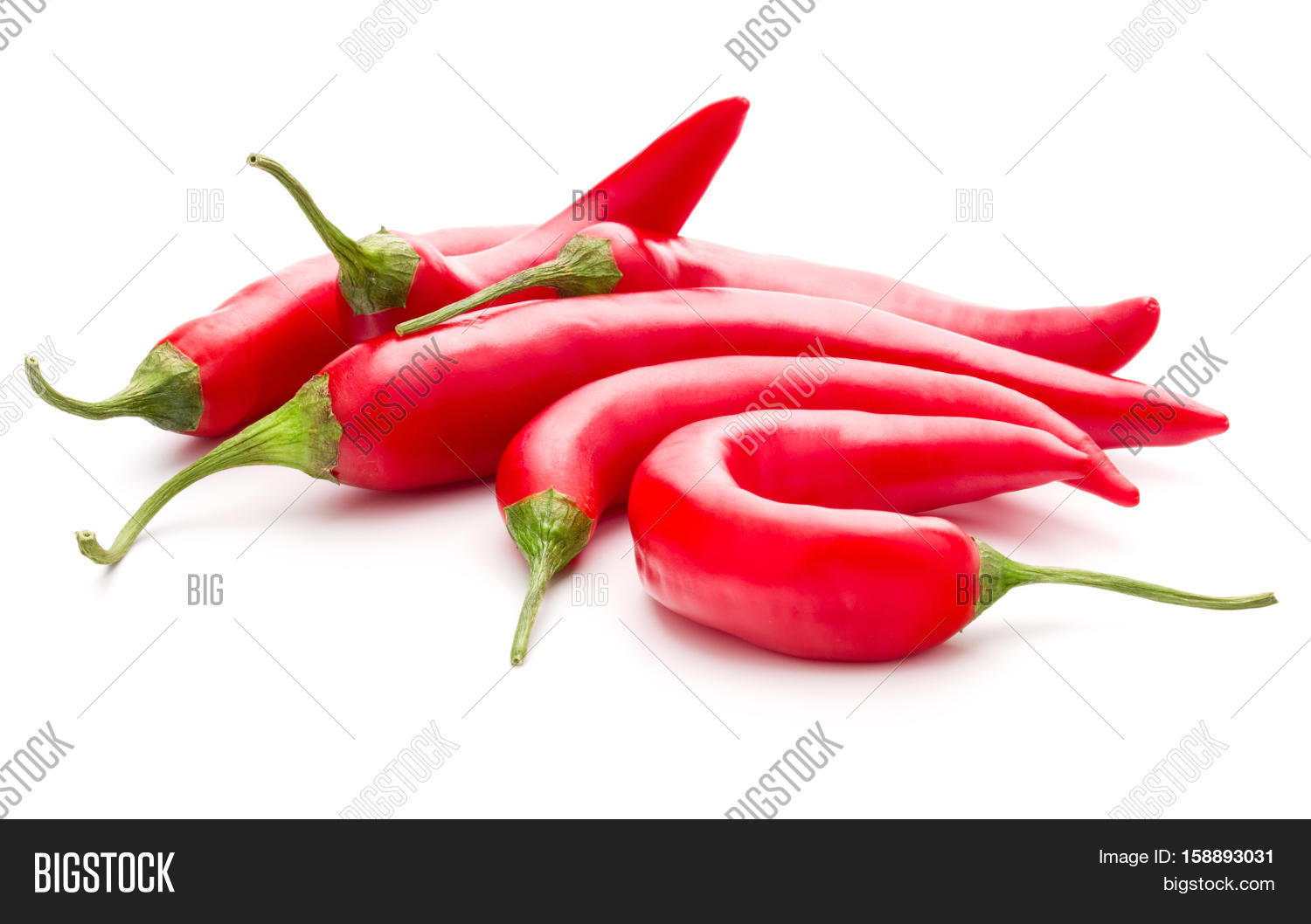 red chili or chilli cayenne pepper isolated on white background