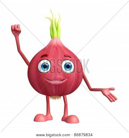 onion character with presentation pose