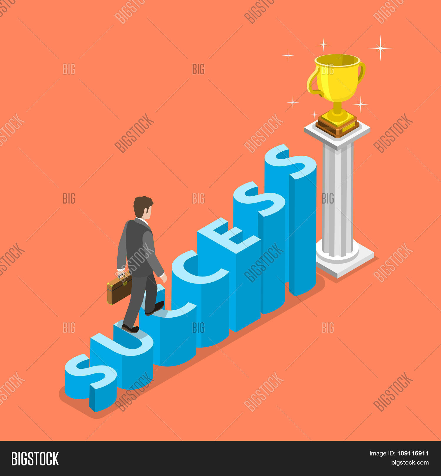 stairs to success isometric vector concept.