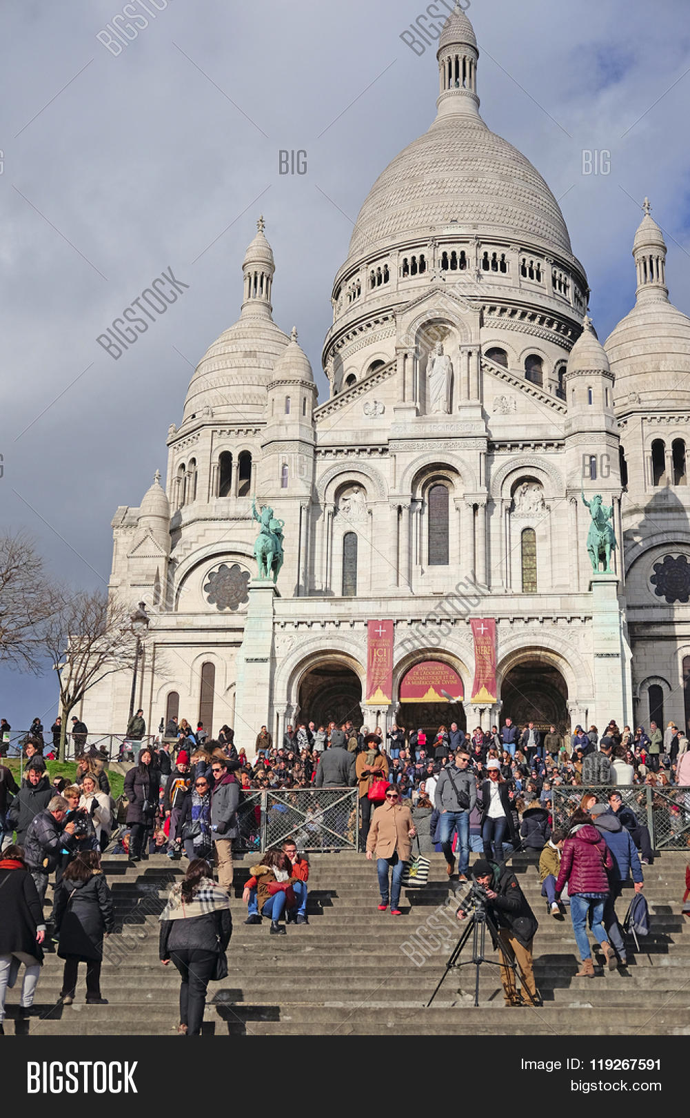 paris, france, february 6, 2016: the sacre-coeur basilica on