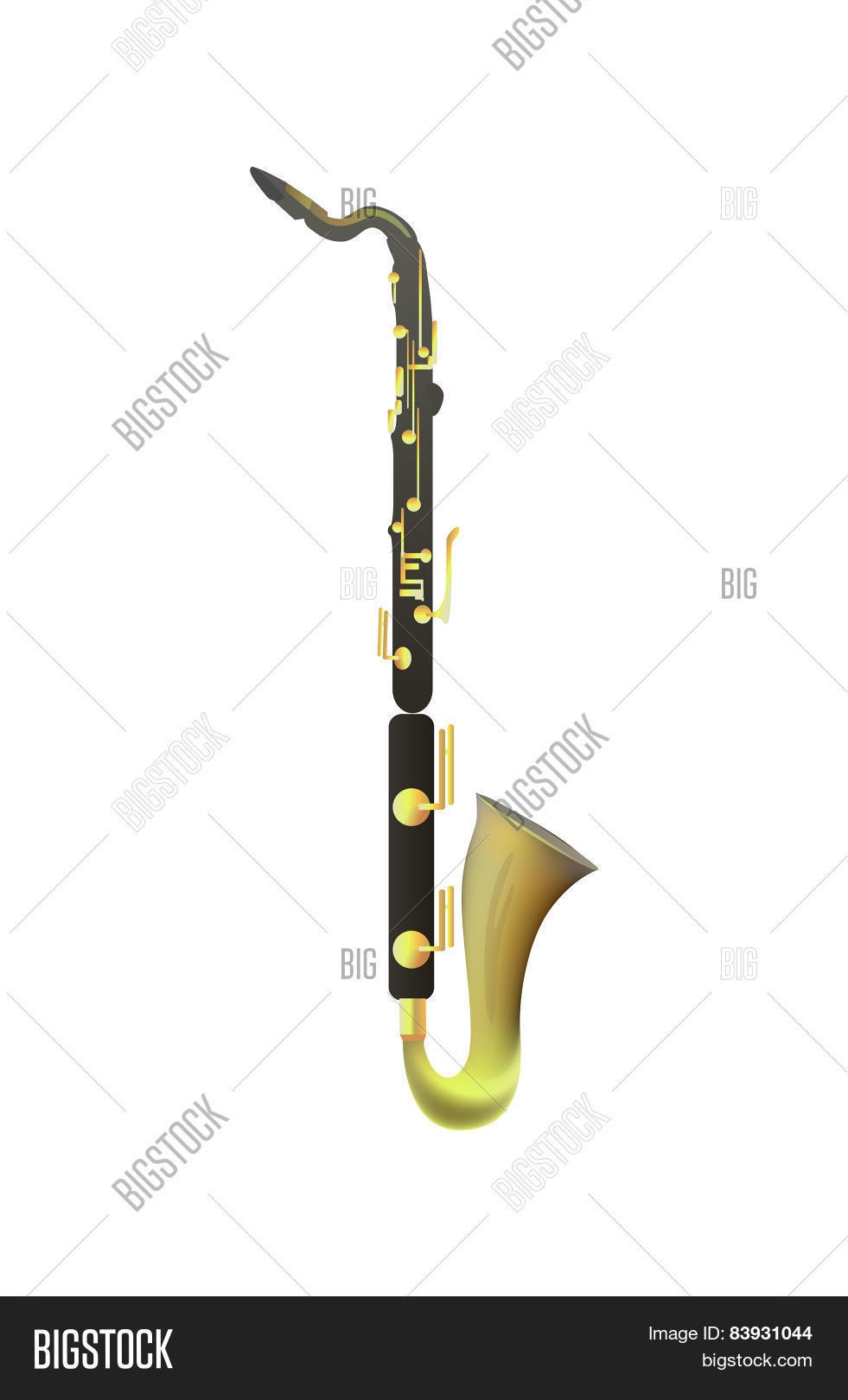 bass clarinet on white background, vector illustration