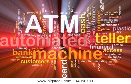 package box word cloud concept illustration atm automated teller