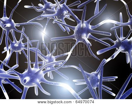 impulses of neurons. 3d