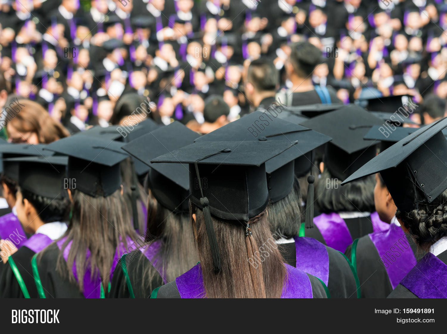 back of graduates during commencement at university.