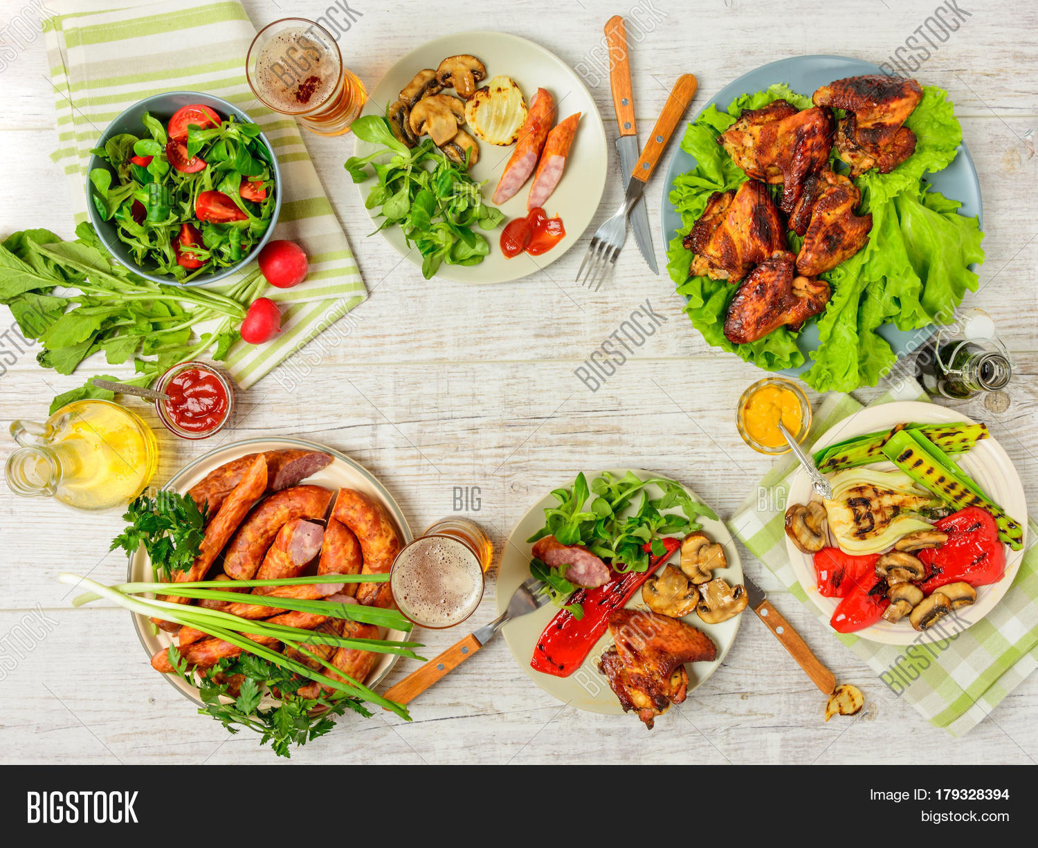 dinner table variety food fried图片和照片 | bigstock